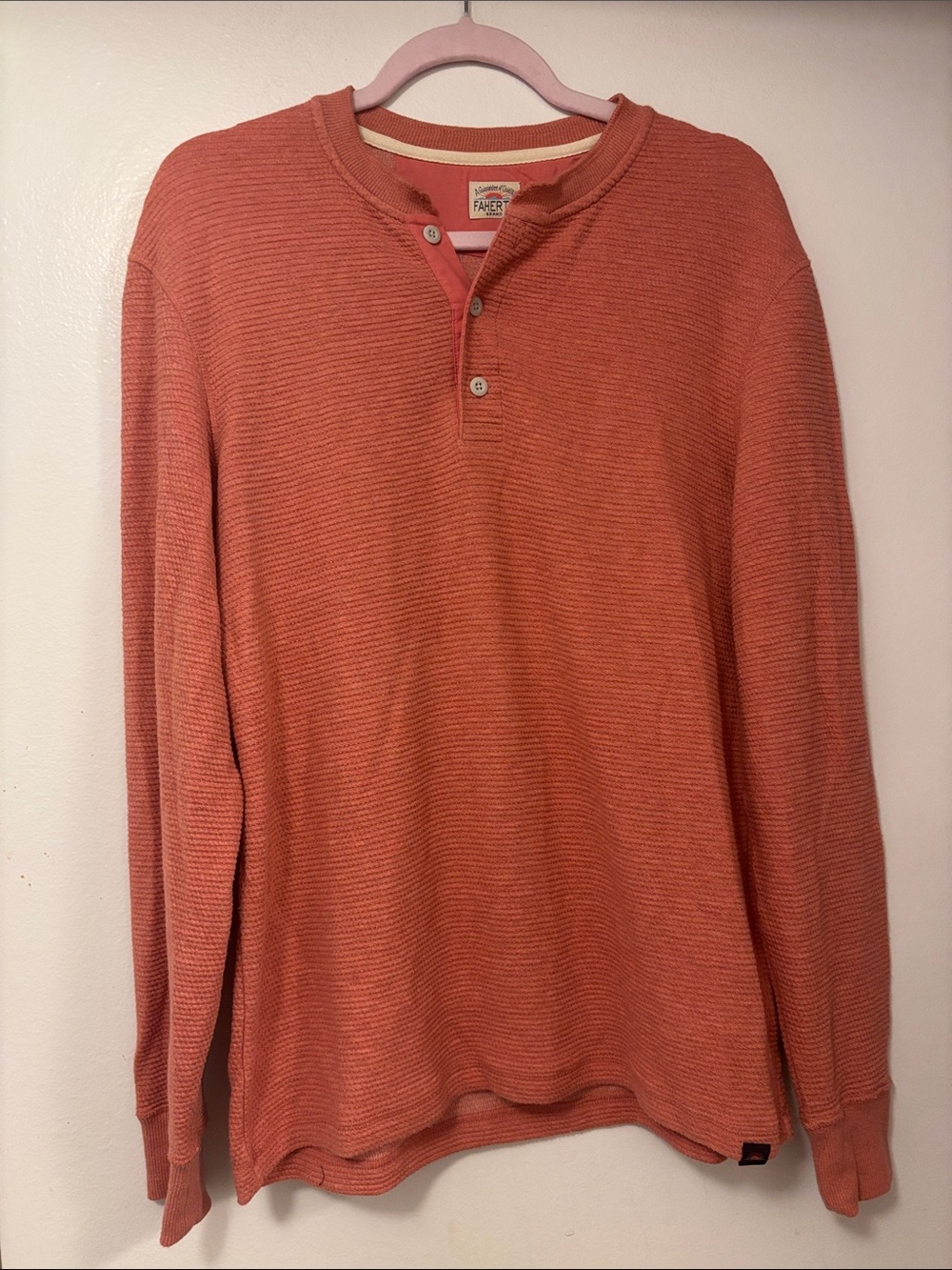 Faherty Men's Coral Textured Henley Long-Sleeve